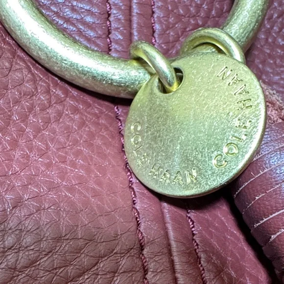 Cole Haan Burgundy Leather Tote with Tassel - Picture 2 of 14
